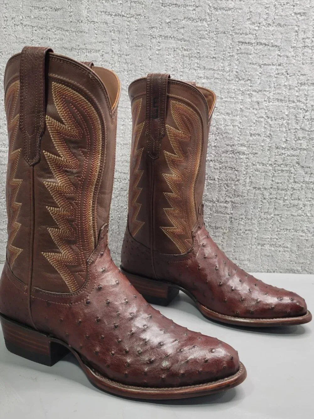 Tecovas The Wyatt II Men's Size US 7.5D Mahogany Ostrich Cowboy Western Boots